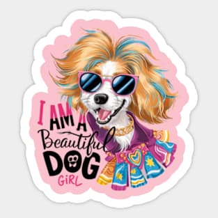 A vibrant and whimsical 4k vector illustration showcases a delightful Dog, adorned with sunglasses and exuding an infectious charm. (3) Sticker